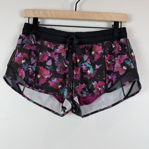 Lululemon Speed Up Shorts Midnight Bloom Floral Lined Size 4 Women’s Active Gym - Picture 1 of 9